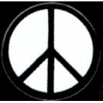 PEACE SIGN WHITE BLACK CIRCLE PIN